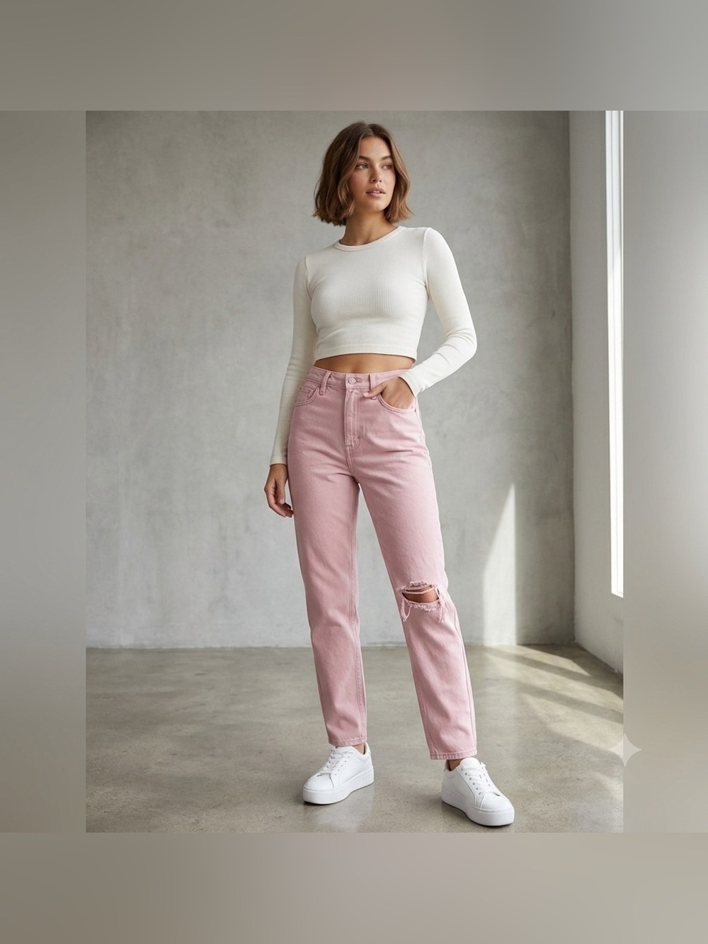 Abercrombie & Fitch Mom Jean Distressed Slim Fit Pink Jeans Size 26